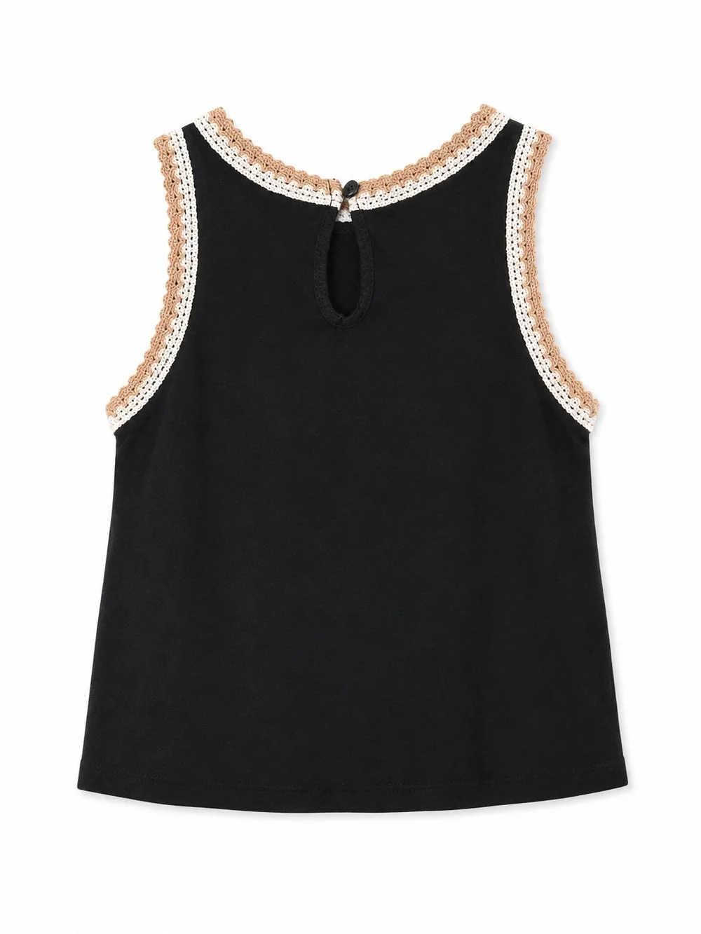 Old Navy Black And Teal Tank with Cream and Tan Crochet Edging (Set Of 2)